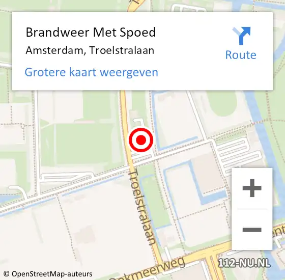 Locatie op kaart van de 112 melding: Brandweer Met Spoed Naar Amsterdam, Troelstralaan op 22 juni 2017 15:55