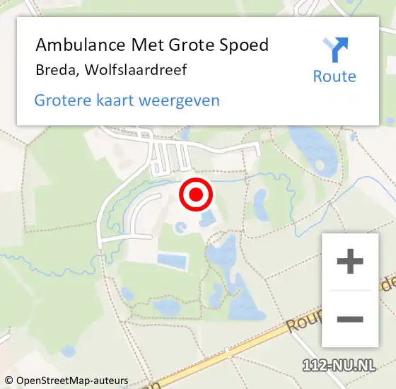 Locatie op kaart van de 112 melding: Ambulance Met Grote Spoed Naar Breda, Wolfslaardreef op 22 juni 2017 15:55