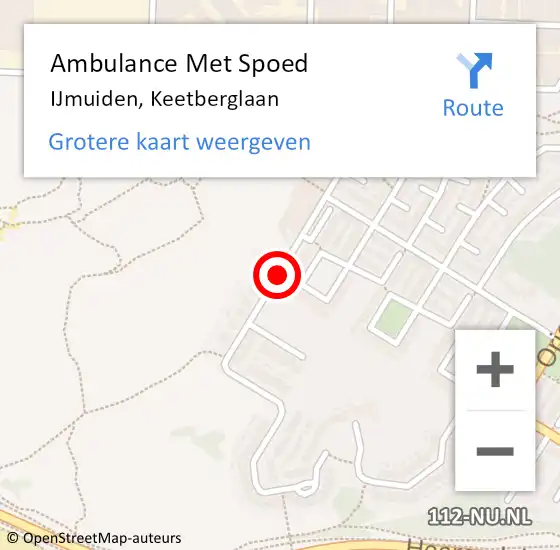 Locatie op kaart van de 112 melding: Ambulance Met Spoed Naar IJmuiden, Keetberglaan op 22 juni 2017 15:59