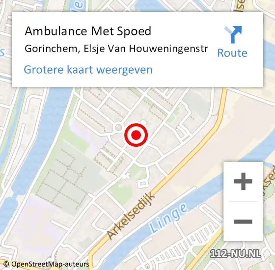 Locatie op kaart van de 112 melding: Ambulance Met Spoed Naar Gorinchem, Elsje Van Houweningenstr op 22 juni 2017 16:02