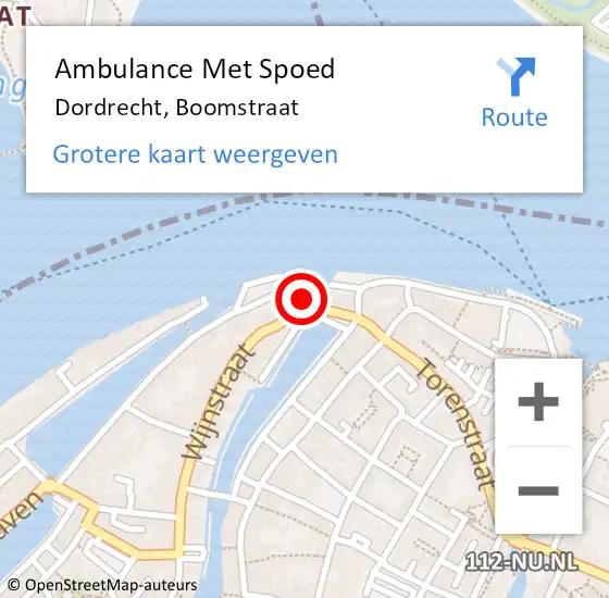 Locatie op kaart van de 112 melding: Ambulance Met Spoed Naar Dordrecht, Boomstraat op 22 juni 2017 16:03