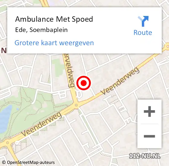 Locatie op kaart van de 112 melding: Ambulance Met Spoed Naar Ede, Soembaplein op 22 juni 2017 16:07