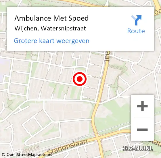 Locatie op kaart van de 112 melding: Ambulance Met Spoed Naar Wijchen, Watersnipstraat op 22 juni 2017 16:08