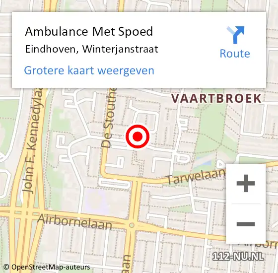 Locatie op kaart van de 112 melding: Ambulance Met Spoed Naar Eindhoven, Winterjanstraat op 22 juni 2017 16:09