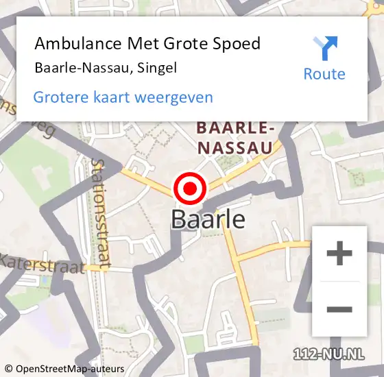 Locatie op kaart van de 112 melding: Ambulance Met Grote Spoed Naar Baarle-Nassau, Singel op 22 juni 2017 16:10