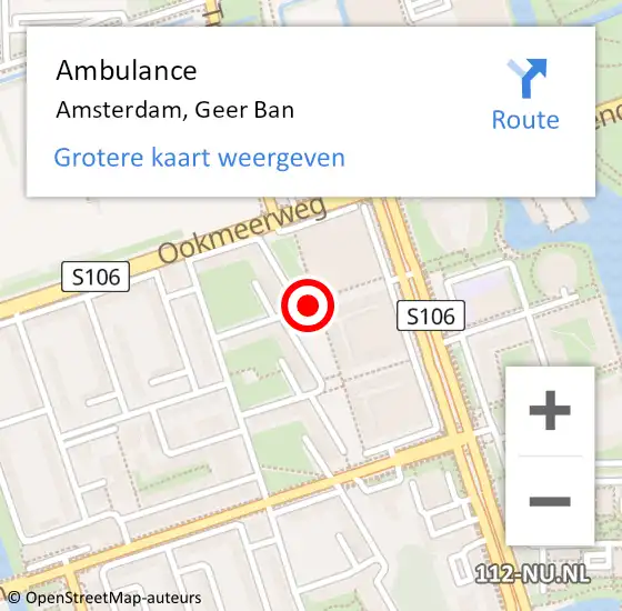 Locatie op kaart van de 112 melding: Ambulance Amsterdam, Geer Ban op 22 juni 2017 16:13