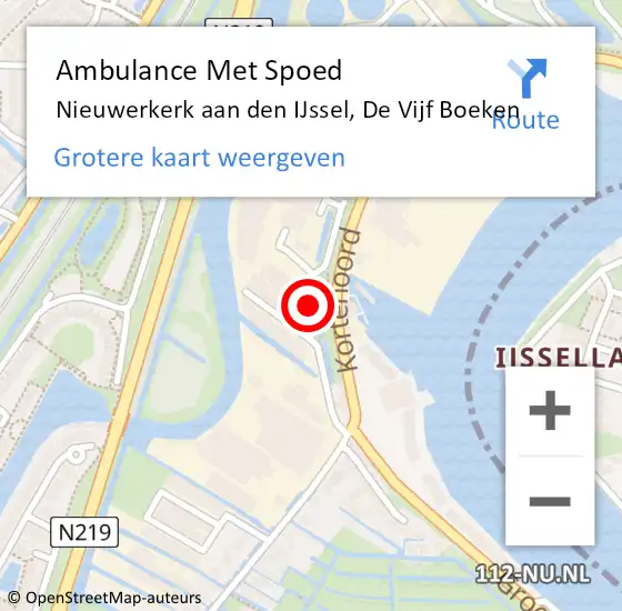Locatie op kaart van de 112 melding: Ambulance Met Spoed Naar Nieuwerkerk aan den IJssel, De Vijf Boeken op 22 juni 2017 16:16