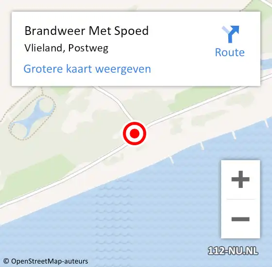 Locatie op kaart van de 112 melding: Brandweer Met Spoed Naar Vlieland, Postweg op 22 juni 2017 16:23