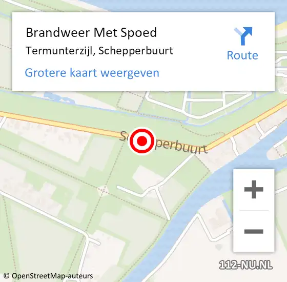 Locatie op kaart van de 112 melding: Brandweer Met Spoed Naar Termunterzijl, Schepperbuurt op 22 juni 2017 16:31