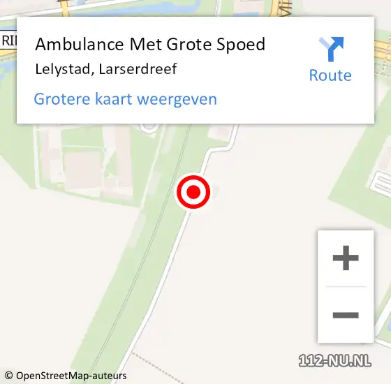 Locatie op kaart van de 112 melding: Ambulance Met Grote Spoed Naar Lelystad, Larserdreef op 22 juni 2017 17:04
