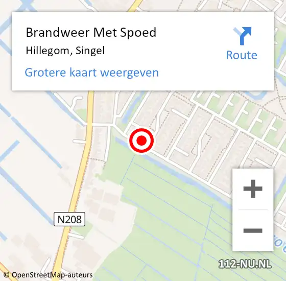 Locatie op kaart van de 112 melding: Brandweer Met Spoed Naar Hillegom, Singel op 22 juni 2017 17:06