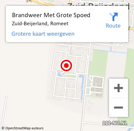 Locatie op kaart van de 112 melding: Brandweer Met Grote Spoed Naar Zuid-Beijerland, Romeet op 22 juni 2017 17:20