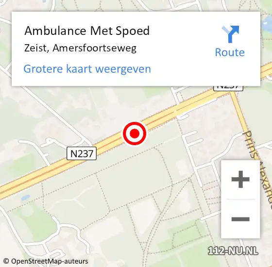 Locatie op kaart van de 112 melding: Ambulance Met Spoed Naar Zeist, Amersfoortseweg op 22 juni 2017 17:26
