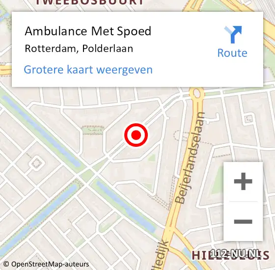 Locatie op kaart van de 112 melding: Ambulance Met Spoed Naar Rotterdam, Polderlaan op 22 juni 2017 18:09