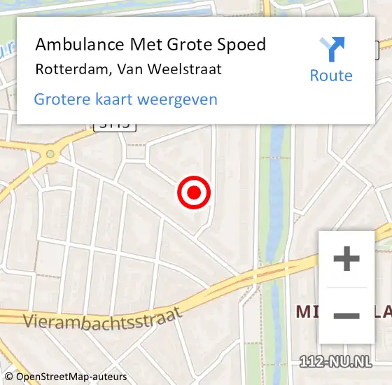 Locatie op kaart van de 112 melding: Ambulance Met Grote Spoed Naar Rotterdam, Van Weelstraat op 22 juni 2017 18:21