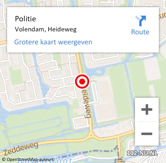 Locatie op kaart van de 112 melding: Politie Volendam, Heideweg op 22 juni 2017 18:33