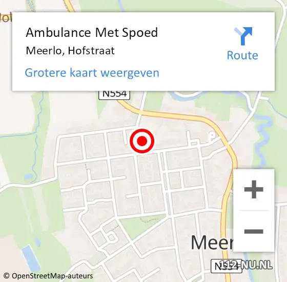 Locatie op kaart van de 112 melding: Ambulance Met Spoed Naar Meerlo, Hofstraat op 24 januari 2014 16:54