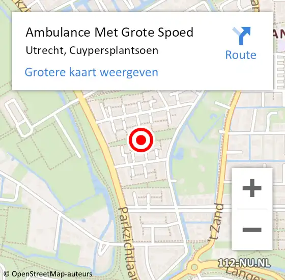 Locatie op kaart van de 112 melding: Ambulance Met Grote Spoed Naar Utrecht, Cuypersplantsoen op 22 juni 2017 19:23