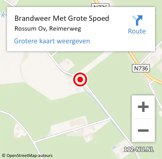 Locatie op kaart van de 112 melding: Brandweer Met Grote Spoed Naar Rossum Ov, Reimerweg op 22 juni 2017 19:37