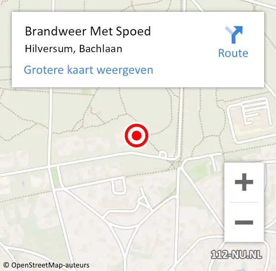 Locatie op kaart van de 112 melding: Brandweer Met Spoed Naar Hilversum, Bachlaan op 22 juni 2017 19:45