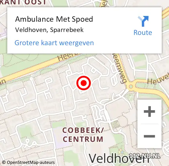Locatie op kaart van de 112 melding: Ambulance Met Spoed Naar Veldhoven, Sparrebeek op 22 juni 2017 20:32