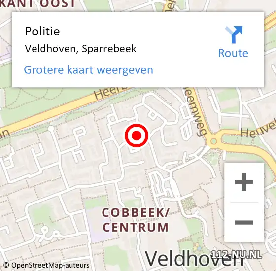 Locatie op kaart van de 112 melding: Politie Veldhoven, Sparrebeek op 22 juni 2017 20:34
