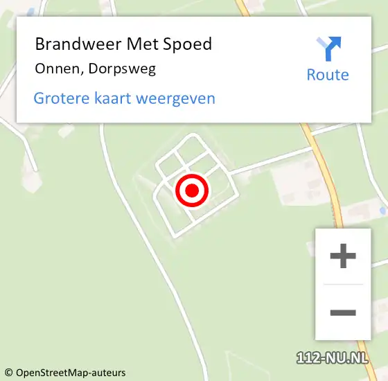 Locatie op kaart van de 112 melding: Brandweer Met Spoed Naar Onnen, Dorpsweg op 22 juni 2017 20:46