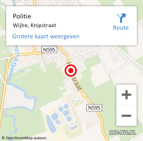 Locatie op kaart van de 112 melding: Politie Wijlre, Knipstraat op 22 juni 2017 21:07
