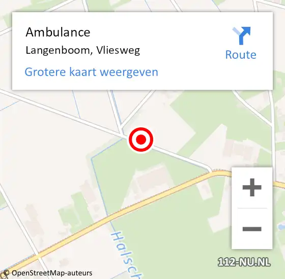 Locatie op kaart van de 112 melding: Ambulance Langenboom, Vliesweg op 22 juni 2017 21:15