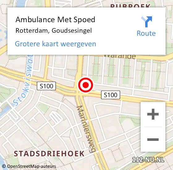 Locatie op kaart van de 112 melding: Ambulance Met Spoed Naar Rotterdam, Goudsesingel op 22 juni 2017 21:24