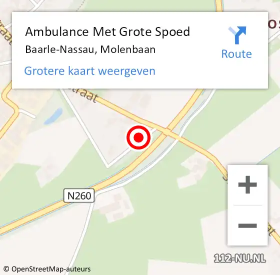 Locatie op kaart van de 112 melding: Ambulance Met Grote Spoed Naar Baarle-Nassau, Molenbaan op 22 juni 2017 21:49