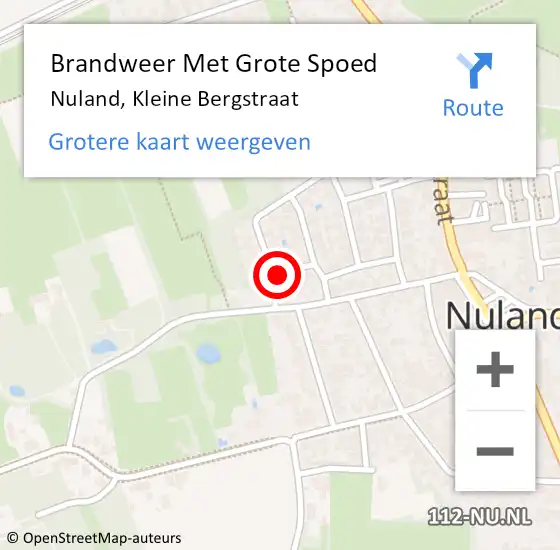 Locatie op kaart van de 112 melding: Brandweer Met Grote Spoed Naar Nuland, Kleine Bergstraat op 22 juni 2017 22:00