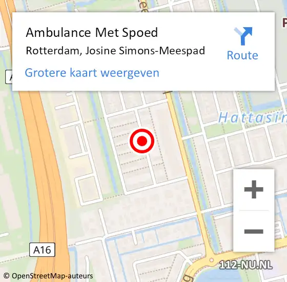 Locatie op kaart van de 112 melding: Ambulance Met Spoed Naar Rotterdam, Josine Simons-Meespad op 22 juni 2017 22:40