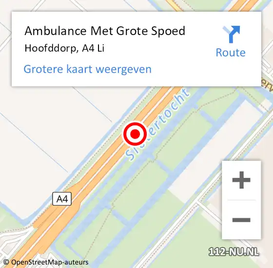 Locatie op kaart van de 112 melding: Ambulance Met Grote Spoed Naar Hoofddorp, A4 L op 22 juni 2017 23:13