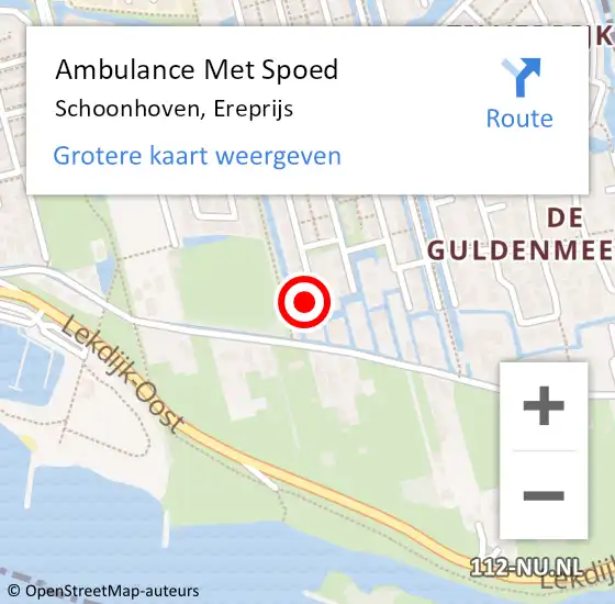 Locatie op kaart van de 112 melding: Ambulance Met Spoed Naar Schoonhoven, Ereprijs op 22 juni 2017 23:29