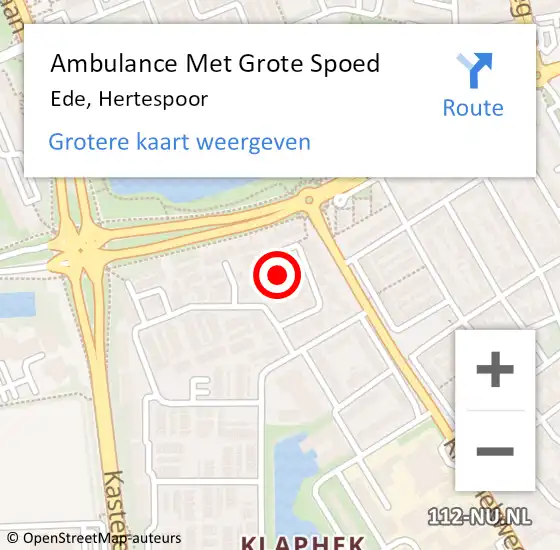 Locatie op kaart van de 112 melding: Ambulance Met Grote Spoed Naar Ede, Hertespoor op 23 juni 2017 01:46