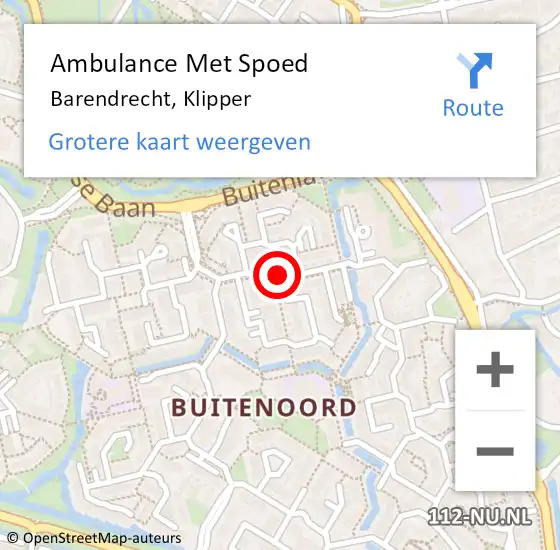 Locatie op kaart van de 112 melding: Ambulance Met Spoed Naar Barendrecht, Klipper op 23 juni 2017 01:46
