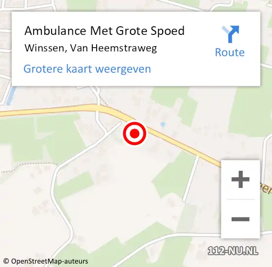 Locatie op kaart van de 112 melding: Ambulance Met Grote Spoed Naar Winssen, Van Heemstraweg op 23 juni 2017 01:47