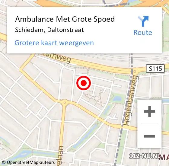 Locatie op kaart van de 112 melding: Ambulance Met Grote Spoed Naar Schiedam, Daltonstraat op 23 juni 2017 01:54