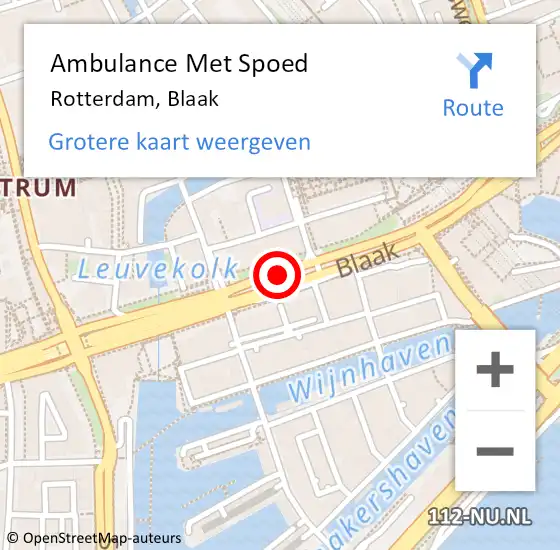 Locatie op kaart van de 112 melding: Ambulance Met Spoed Naar Rotterdam, Blaak op 23 juni 2017 01:56
