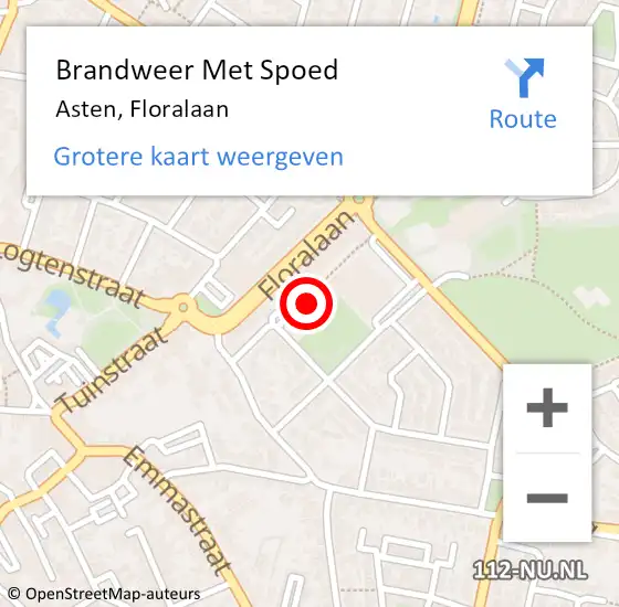 Locatie op kaart van de 112 melding: Brandweer Met Spoed Naar Asten, Floralaan op 23 juni 2017 02:02