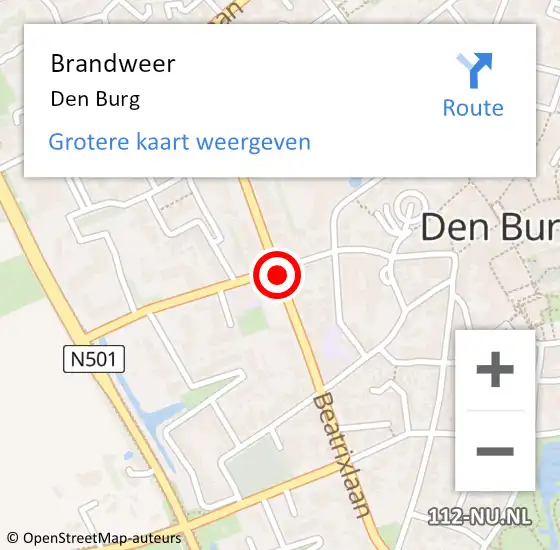 Locatie op kaart van de 112 melding: Brandweer Den Burg op 23 juni 2017 02:06