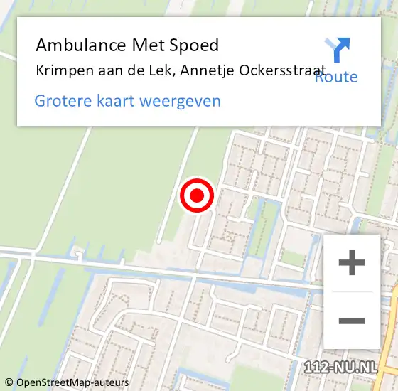 Locatie op kaart van de 112 melding: Ambulance Met Spoed Naar Krimpen aan de Lek, Annetje Ockersstraat op 23 juni 2017 02:49