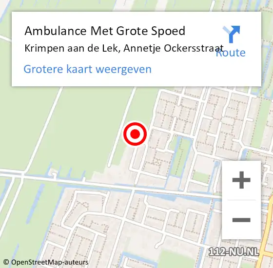 Locatie op kaart van de 112 melding: Ambulance Met Grote Spoed Naar Krimpen aan de Lek, Annetje Ockersstraat op 23 juni 2017 03:06