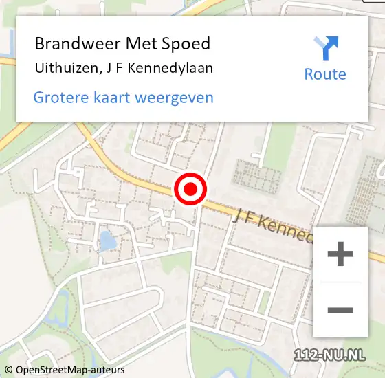 Locatie op kaart van de 112 melding: Brandweer Met Spoed Naar Uithuizen, J F Kennedylaan op 24 januari 2014 17:23