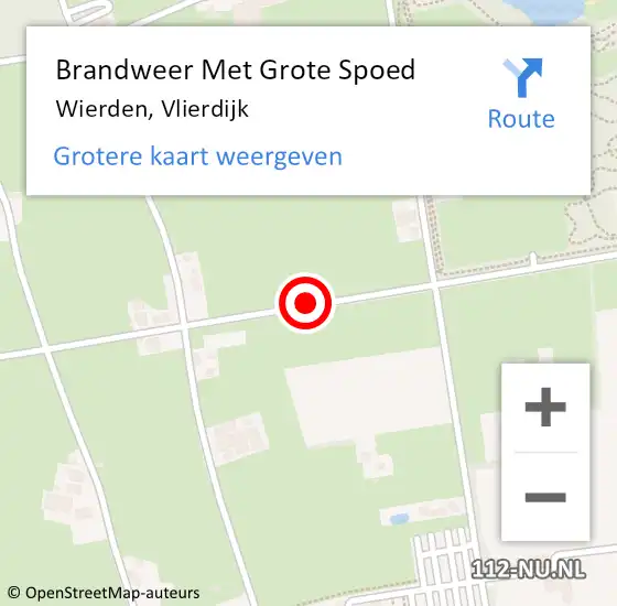 Locatie op kaart van de 112 melding: Brandweer Met Grote Spoed Naar Wierden, Vlierdijk op 23 juni 2017 04:54