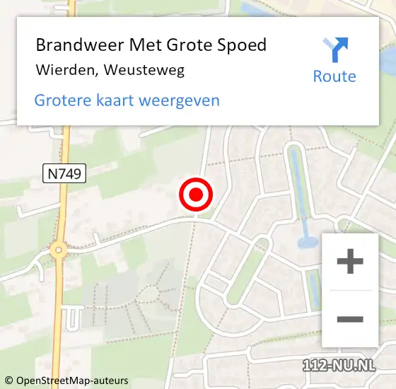 Locatie op kaart van de 112 melding: Brandweer Met Grote Spoed Naar Wierden, Weusteweg op 23 juni 2017 05:12