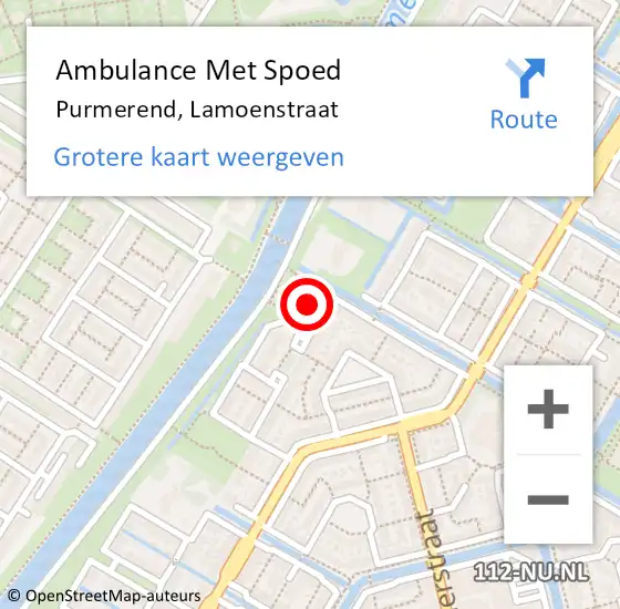 Locatie op kaart van de 112 melding: Ambulance Met Spoed Naar Purmerend, Lamoenstraat op 23 juni 2017 05:36