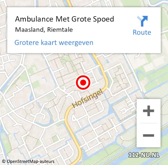 Locatie op kaart van de 112 melding: Ambulance Met Grote Spoed Naar Maasland, Riemtale op 23 juni 2017 06:09