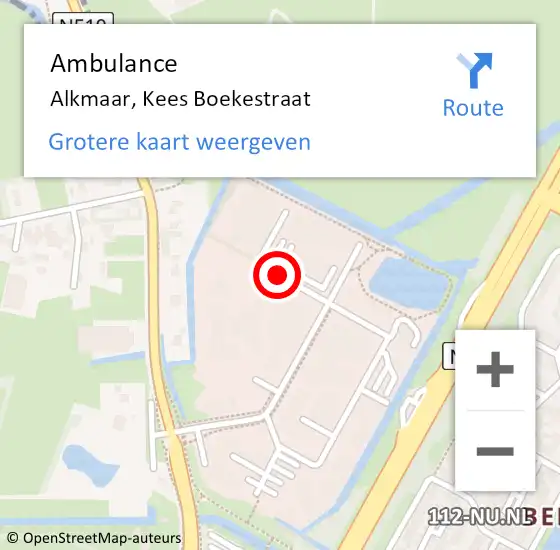 Locatie op kaart van de 112 melding: Ambulance Alkmaar, Kees Boekestraat op 23 juni 2017 07:55